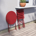 3-Piece Folding Bistro Set, 2 Chairs and 1 Table, Weather-Resistant Outdoor Indoor Conversation Set for Patio, Yard, Red