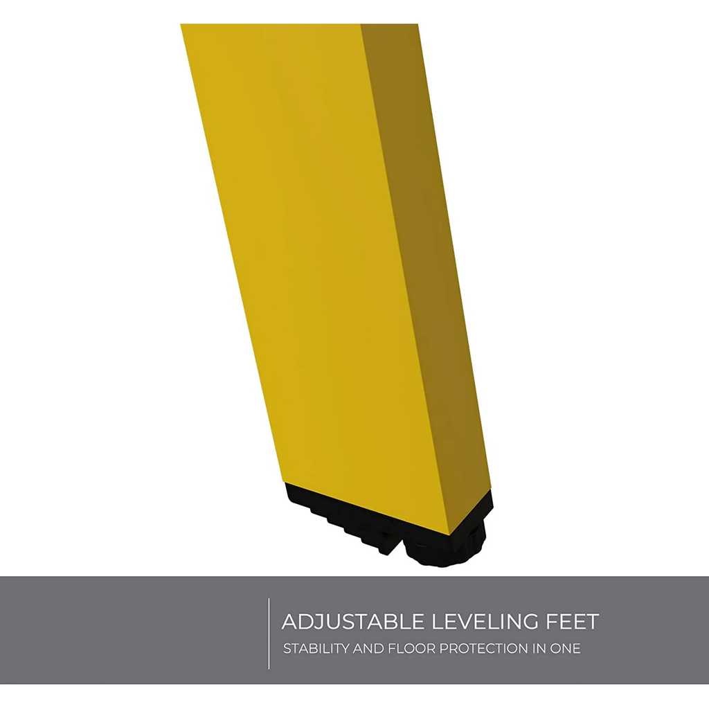 LIFERECORD Small Side Table – Indoor & Outdoor Steel Powder Coated Round Patio Table with Square Legs for Patio, Living Room, Bedroom, Yellow