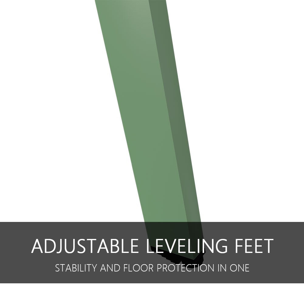 LIFERECORD Small Side Table – Indoor & Outdoor Steel Powder Coated Round Patio Table with Square Legs for Patio, Living Room, Bedroom, Green