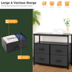 LIFERECORD TV Stand Dresser with 4 Storage Drawers, Entertainment Center Dresser with Open Storage Shelf for Bedroom Living Room, Grey