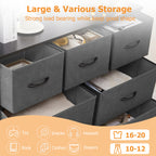 ACCVER 9-Drawer Fabric Dresser with Wood Top & Metal Frame, Closet and Chest for Bedroom, Clothes Storage Organizer, for Living Room, Apartment,Dark Grey