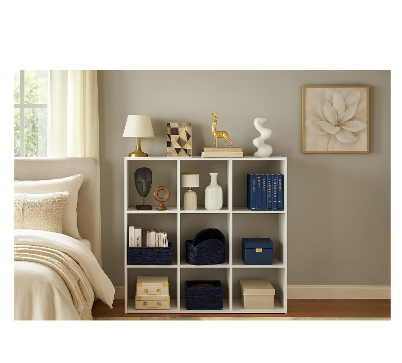 LIFERECORD 9 Cube Storage Organizer, 11x11 Cube Bookshelf with 5 Removable Back Panels, Open Cube Shelf for Living Room, Bedroom, Home Office, Kids Room, 35.9" L x 11.6" W x 35.2" H White