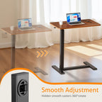 ACCVER Adjustable Overbed Table with Wheels for Hospital and Home Use, Rolling Laptop Desk and Mobile Standing Desk Portable Convenient Height, Brown