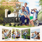 ACCVER Heavy Duty Collapsible Wagon Cart - 400LBS Capacity Folding Utility Cart w/ All-Terrain Wheels, Drink Holders for Camping, Beach, Grocery, Sports (Foldable & Portable), Extra Large Black