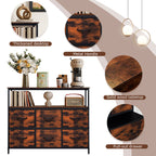 ACCVER 6-Drawer Dresser with Shelves, TV Stand with Fabric Drawers for Living Room, Closet and Chest for Bedroom & Apartment, Clothes Storage Organizer, Brown