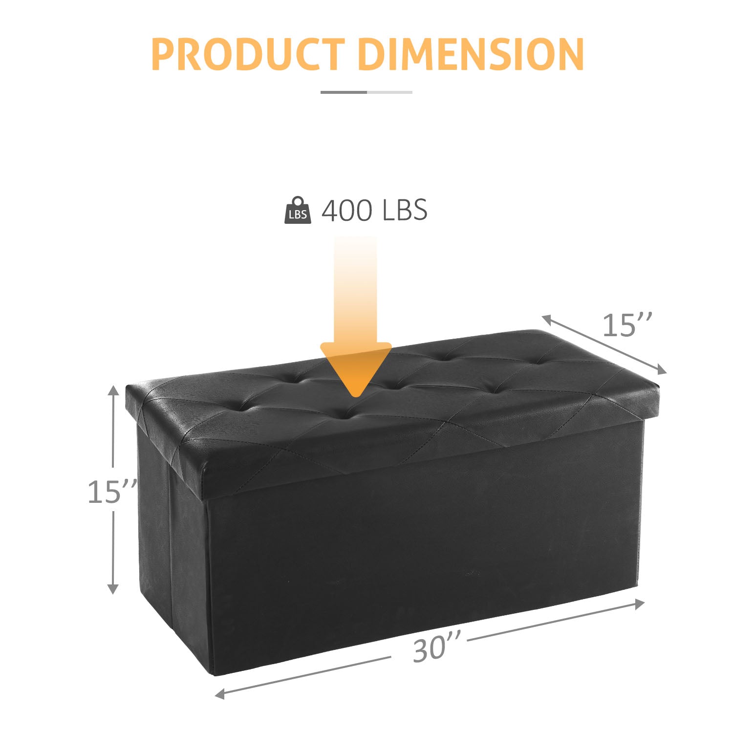 ACCVER 30" Storage Bench - Faux Leather Foldable Ottoman Upholstered Entryway Bench, 400lbs Large End of Bed Bench with Storage Chest for Bedroom, Living Room, Black