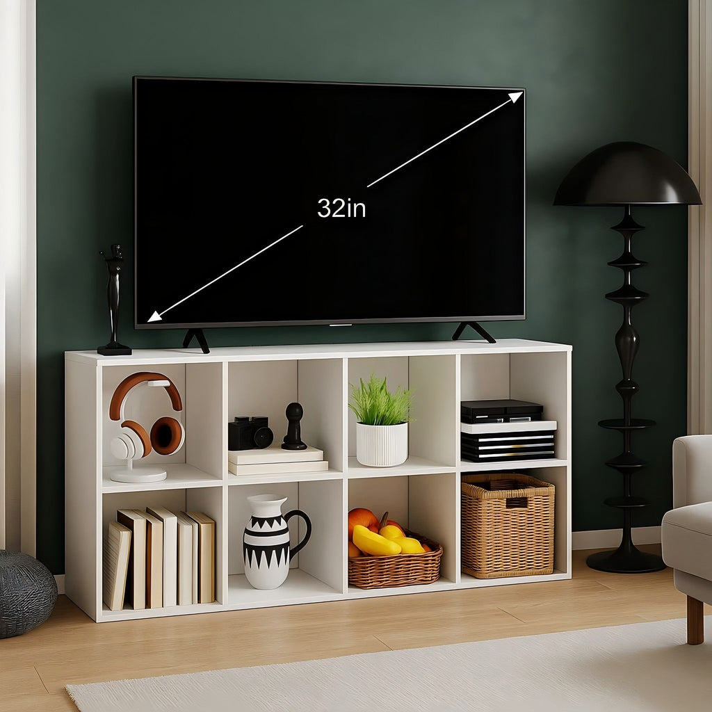 LIFERECORD 8 Cube Storage Organizer Bookshelf with 4 Removable Back Panels, Open Cube Bookcase for Living Room, Bedroom, Home Office, 47.7" L x 11.6" W x 23.2" H, White Bookcase