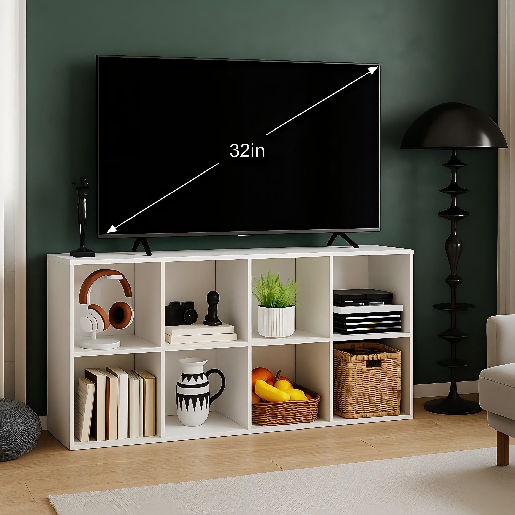 LIFERECORD 8 Cube Storage Organizer Bookshelf with 4 Removable Back Panels, Open Cube Bookcase for Living Room, Bedroom, Home Office, 47.7" L x 11.6" W x 23.2" H, White Bookcase