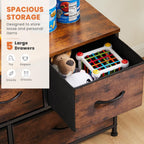 ACCVER 5-Drawer Fabric Dresser for Bedroom, Wood Top TV Stand, Closet and Chest, Clothes Storage Organizer, for Living Room, Apartment, Brown