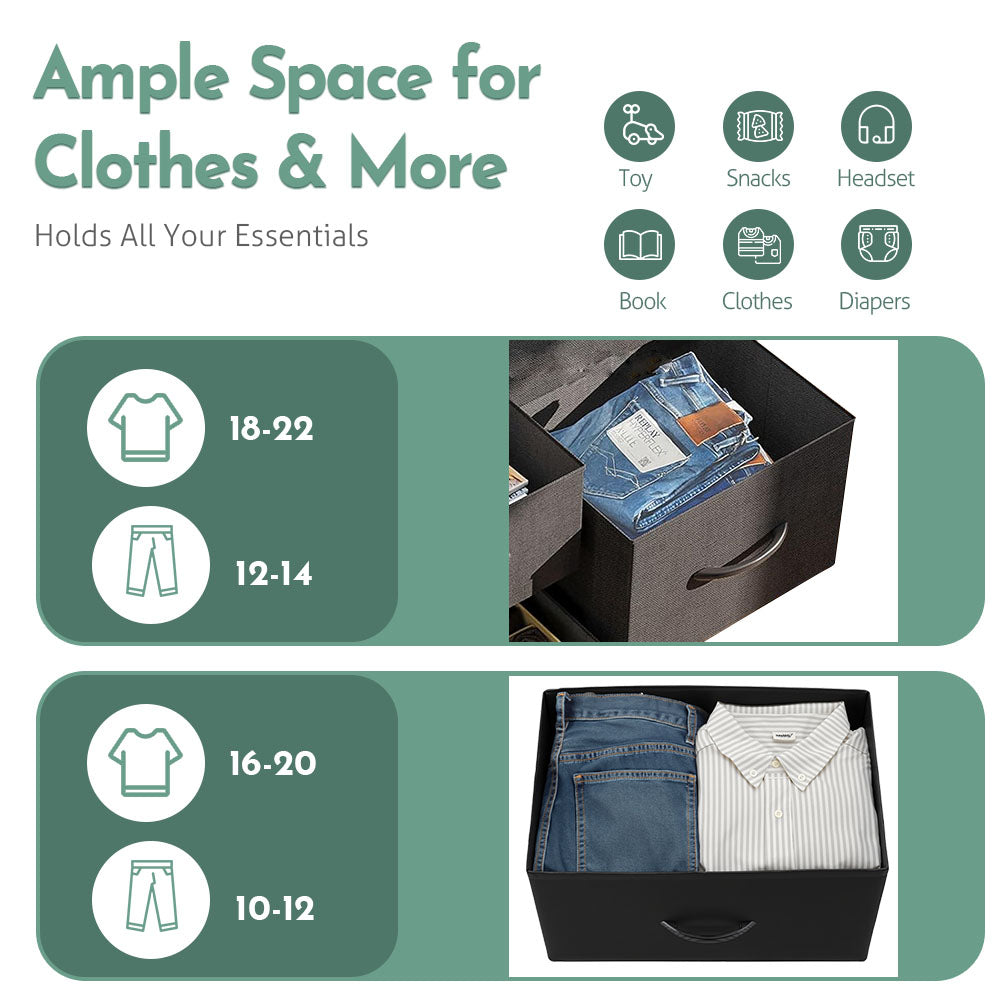 ACCVER 5-Drawer Fabric Dresser with Wood Top & Metal Frame, Closet and Chest for Bedroom, Clothes Storage Organizer, for Living Room, Apartment,Black