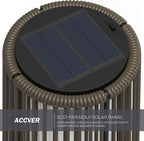 ACCVER Outdoor Floor Lamp 2-Pack, All-Weather Wicker Outdoor Solar Floor Lights, Waterproof, Dark Brown