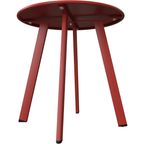 LIFERECORD Small Side Table – Indoor & Outdoor Steel Powder Coated Round Patio Table with Square Legs for Patio, Living Room, Bedroom, Red