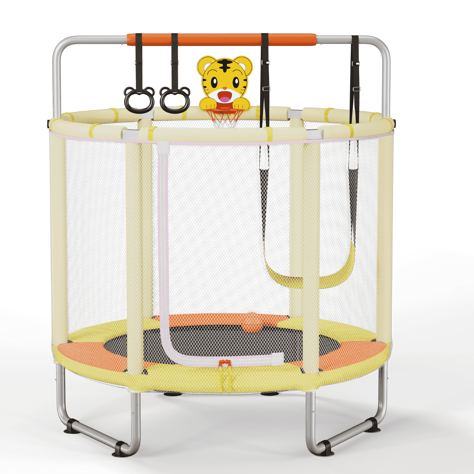 Airdown 55'' Kids Trampoline with Basketball Hoop and Net – Indoor Outdoor Mini Trampoline with Swing, for Toddlers and Children