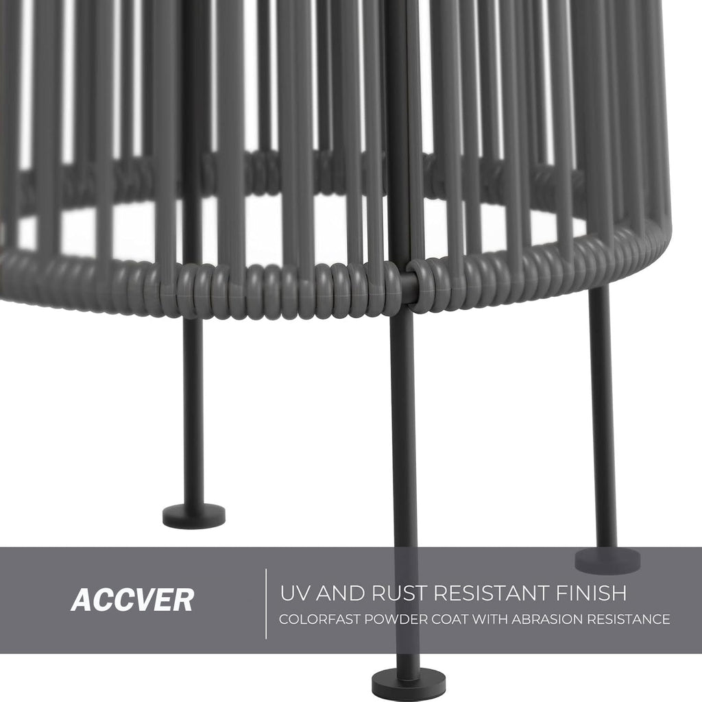 ACCVER Outdoor Floor Lamp 2-Pack, All-Weather Wicker Outdoor Solar Floor Lights, Waterproof, Gray