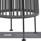 ACCVER Outdoor Floor Lamp 2-Pack, All-Weather Wicker Outdoor Solar Floor Lights, Waterproof, Gray