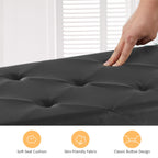 ACCVER 43" Storage Bench - Faux Leather Foldable Ottoman Upholstered Entryway Bench, 660lbs Large End of Bed Bench with Storage Chest for Bedroom, Living Room, Black