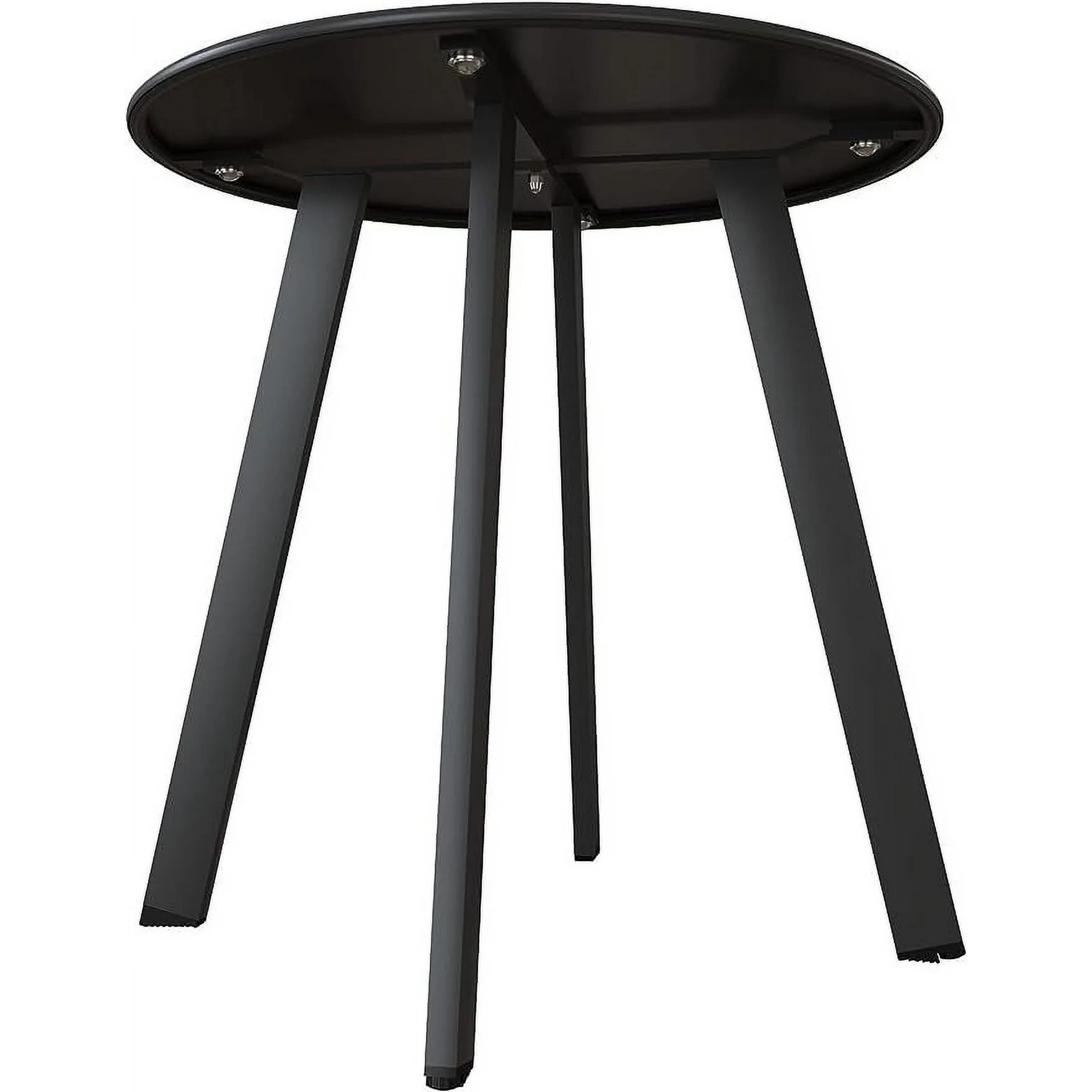 LIFERECORD Small Side Table – Indoor & Outdoor Steel Powder Coated Round Patio Table with Square Legs for Patio, Living Room, Bedroom, Black