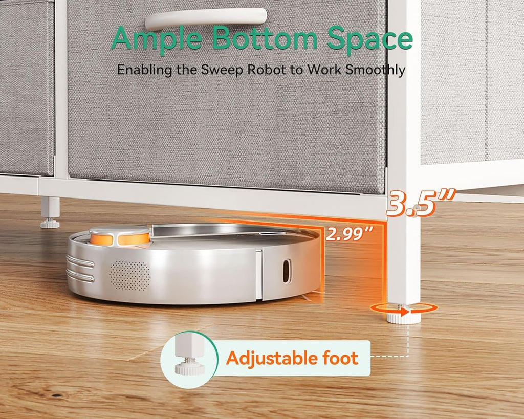 ACCVER 5-Drawer Fabric Dresser with Wood Top & Metal Frame, Closet and Chest for Bedroom, Clothes Storage Organizer, for Living Room, Apartment,Grey