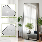 ACCVER 16"x60" Full Length Mirror - Classic Standing Mirror, Durable Aluminum Frame & Tempered Glass, Lean-to or Wall Mount for Bedroom/Dressing Room/Living Room, Rectangle, Black