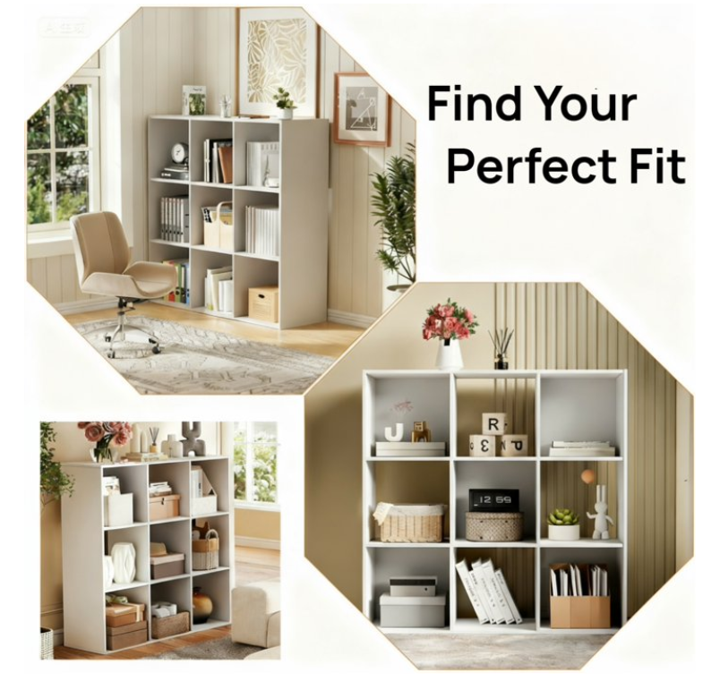 LIFERECORD 9 Cube Storage Organizer, 11x11 Cube Bookshelf with 5 Removable Back Panels, Open Cube Shelf for Living Room, Bedroom, Home Office, Kids Room, 35.9" L x 11.6" W x 35.2" H White