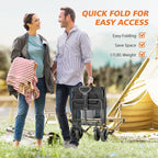 ACCVER Heavy Duty Collapsible Wagon Cart - 400LBS Capacity Folding Utility Cart w/ All-Terrain Wheels, Drink Holders for Camping, Beach, Grocery, Sports (Foldable & Portable), Extra Large Black