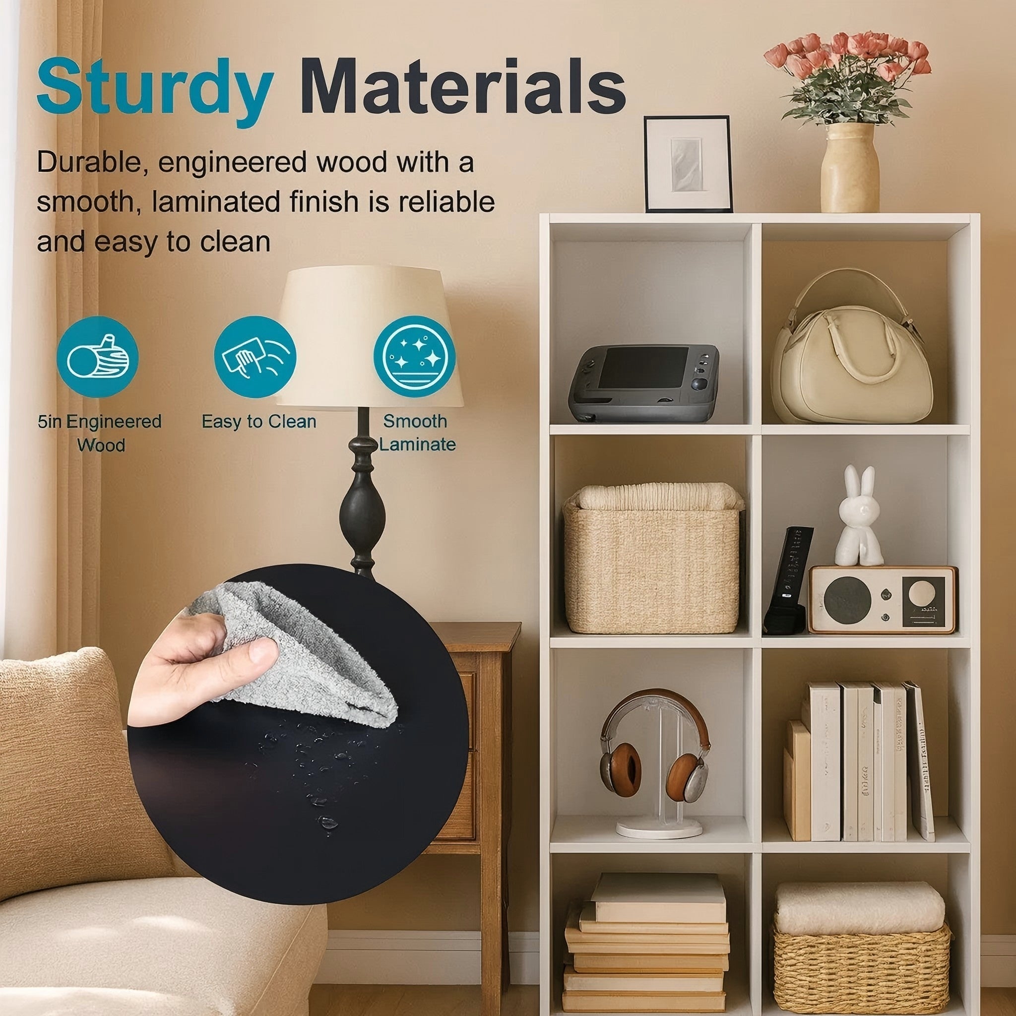 LIFERECORD 8 Cube Storage Organizer Bookshelf with 4 Removable Back Panels, Open Cube Bookcase for Living Room, Bedroom, Home Office, 47.7" L x 11.6" W x 23.2" H, White Bookcase