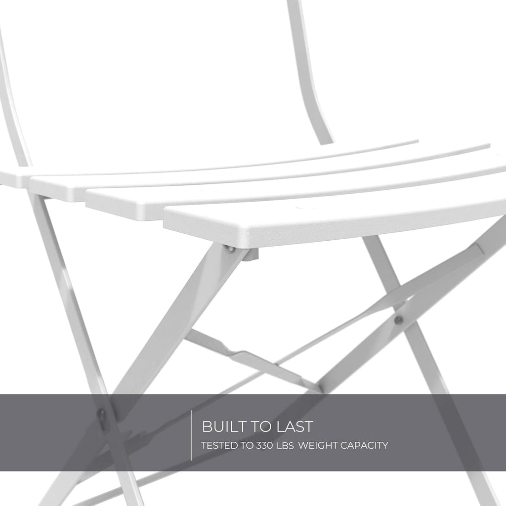 3-Piece Folding Bistro Set, 2 Chairs and 1 Table, Weather-Resistant Outdoor Indoor Conversation Set for Patio, Yard, White