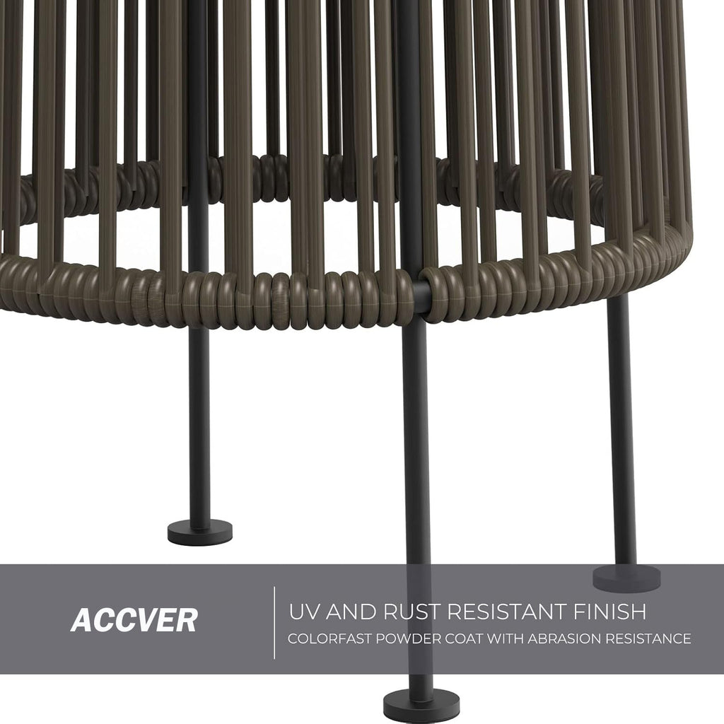 ACCVER Outdoor Floor Lamp 2-Pack, All-Weather Wicker Outdoor Solar Floor Lights, Waterproof, Dark Brown