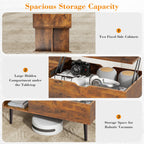 LIFERECORD Lift Top Coffee Table with Hidden Compartment, Wooden Center Tables with Storage Shelf for Living Room, Reception Room, Brown