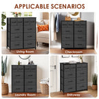 ACCVER Dresser for Bedroom 10 Storage drawer, Fabric Closet Chests Organizer Tower with Wooden Top Metal Frame for Living Room Hallway Entryway