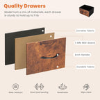 ACCVER 5-Drawer Fabric Dresser for Bedroom, Wood Top TV Stand, Closet and Chest, Clothes Storage Organizer, for Living Room, Apartment, Brown