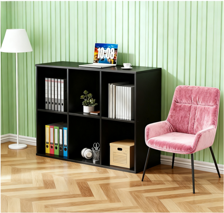 LIFERECORD 6 Cube Storage Organizer, 11x11 Cube Bookshelf with 3 Removable Back Panels, Open Cube Shelf for Living Room, Bedroom, Home Office, Kids Room, 35.9" L x 11.6" W x 23.2" H Black