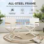 LIFERECORD Extra-Wide 2-Pack Directors Chairs, Outdoor Folding Chairs with UV-Resistant Mesh Sling for Camping, Patio, Poolside, Apricot