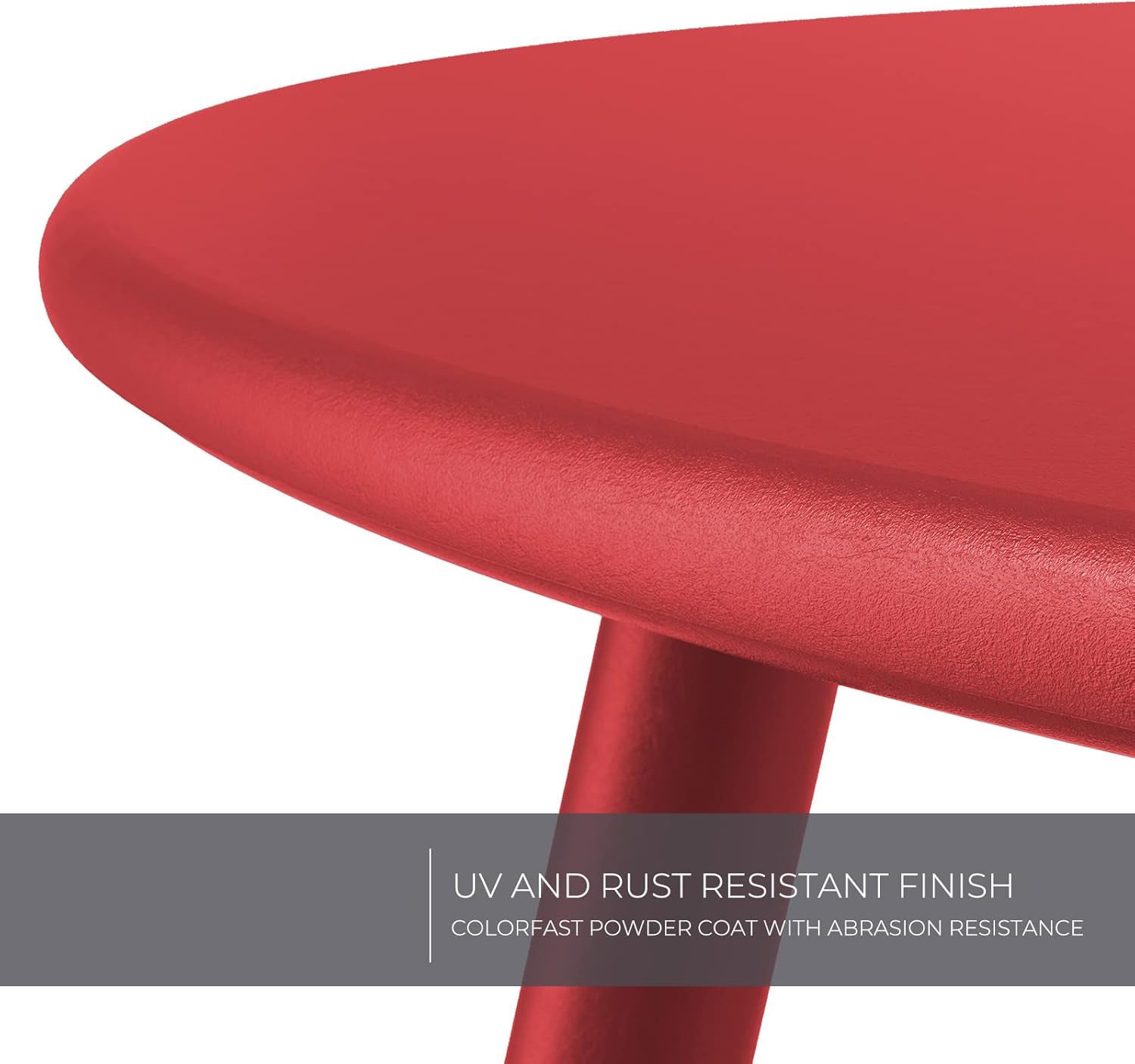 ACCVER Outdoor Side Table, 18-inch Small Round Side Snack Table with Adjustable Feet, Anti-Rust Metal End Accent Table for Patio Porch Balcony, Red