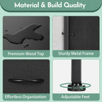 ACCVER 5-Drawer Fabric Dresser with Wood Top & Metal Frame, Closet and Chest for Bedroom, Clothes Storage Organizer, for Living Room, Apartment,Black