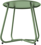 ACCVER Outdoor Side Table, 18-inch Small Round Side Snack Table with Adjustable Feet, Anti-Rust Metal End Accent Table for Patio Porch Balcony, Green