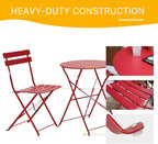 3-Piece Folding Bistro Set, 2 Chairs and 1 Table, Weather-Resistant Outdoor Indoor Conversation Set for Patio, Yard, Red