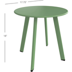 LIFERECORD Small Side Table – Indoor & Outdoor Steel Powder Coated Round Patio Table with Square Legs for Patio, Living Room, Bedroom, Green