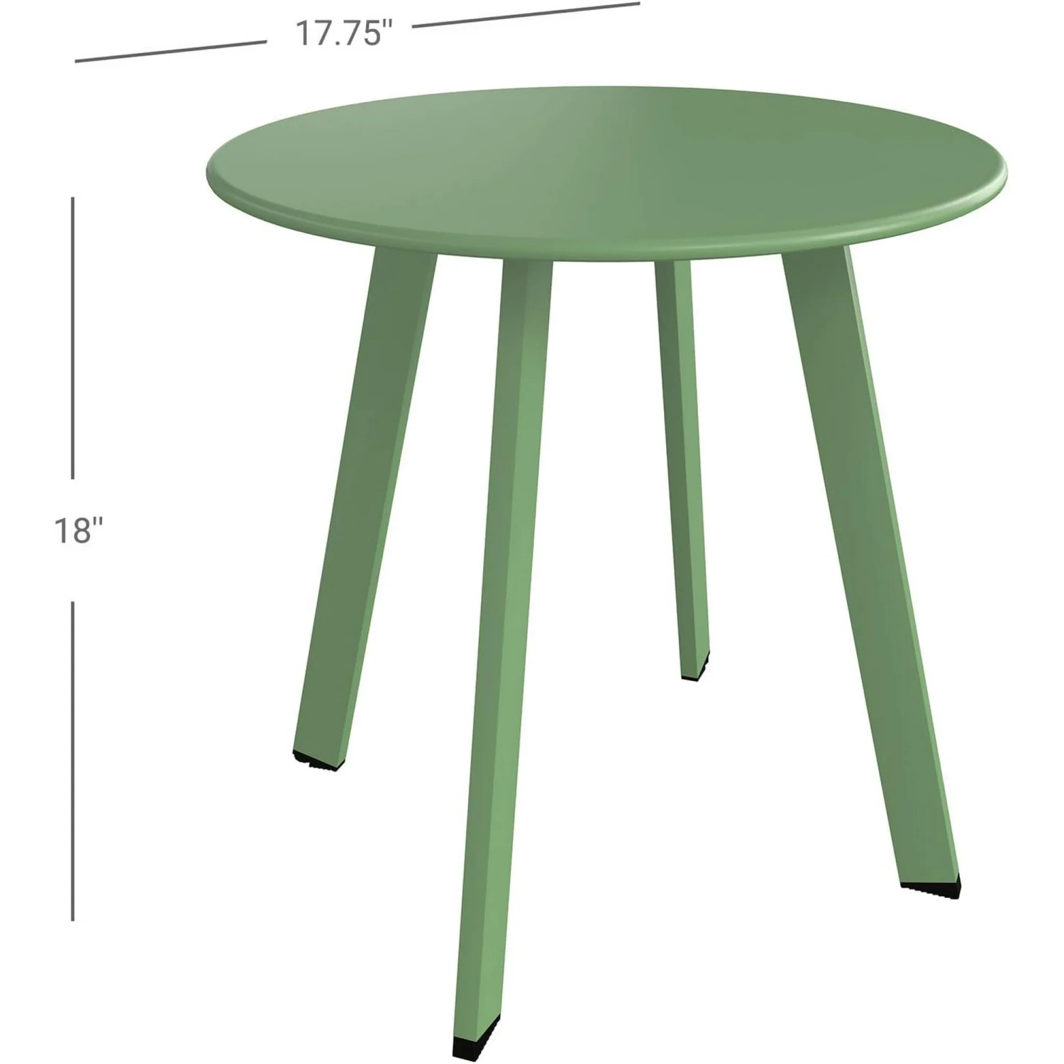 LIFERECORD Small Side Table – Indoor & Outdoor Steel Powder Coated Round Patio Table with Square Legs for Patio, Living Room, Bedroom, Green