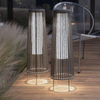 ACCVER Outdoor Floor Lamp 2-Pack, All-Weather Wicker Outdoor Solar Floor Lights, Waterproof, Gray