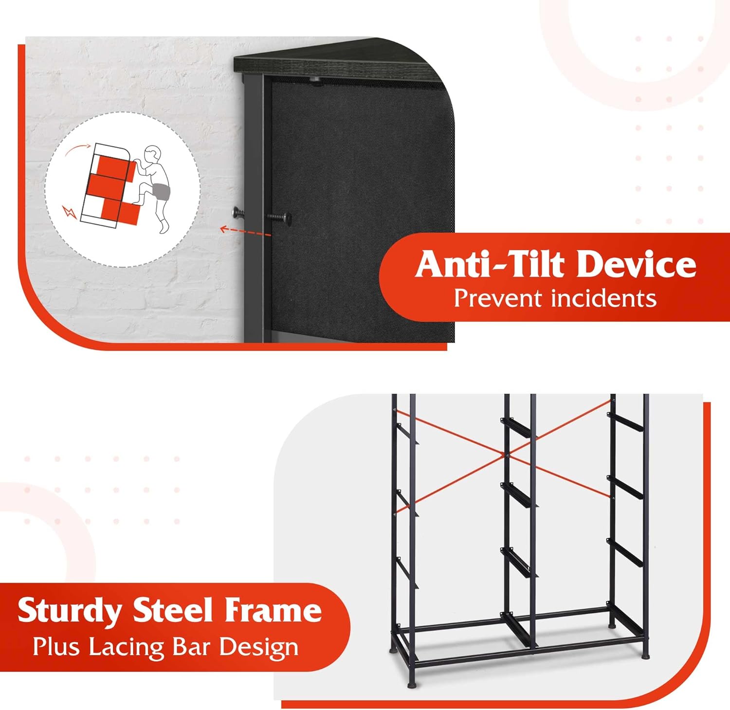 ACCVER 10-Drawer Fabric Dresser with Wood Top & Metal Frame, Closet and Chest for Bedroom, Clothes Storage Organizer, for Living Room, Apartment,Black