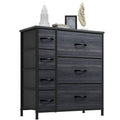 ACCVER 7-Drawer Fabric Dresser with Wood Top & Metal Frame, Closet and Chest for Bedroom, Clothes Storage Organizer, for Living Room, Apartment,Black