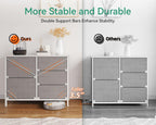 ACCVER 5-Drawer Fabric Dresser with Wood Top & Metal Frame, Closet and Chest for Bedroom, Clothes Storage Organizer, for Living Room, Apartment,Grey