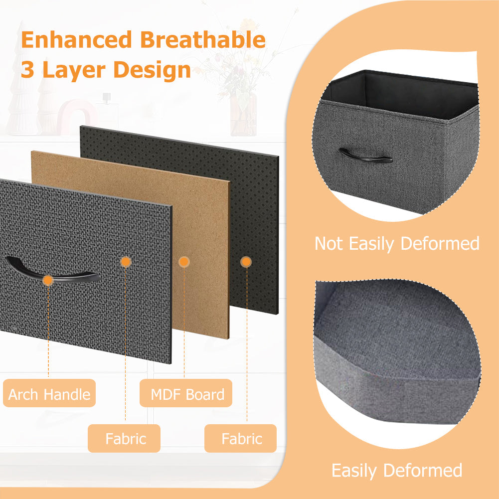 ACCVER 9-Drawer Fabric Dresser with Wood Top & Metal Frame, Closet and Chest for Bedroom, Clothes Storage Organizer, for Living Room, Apartment,Dark Grey