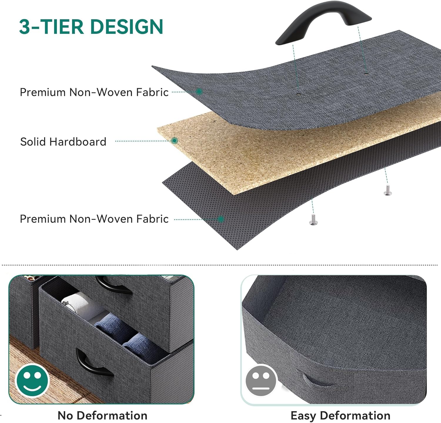 ACCVER Dresser for Bedroom 8 Storage drawer, Fabric Closet Chests Organizer Tower with Wooden Top Metal Frame for Living Room Hallway Entryway