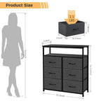 LIFERECORD 6 Drawers Dresser TV Stand with Storage Entertainment Center Dresser with Open Storage Shelf for Bedroom Living Room, Grey