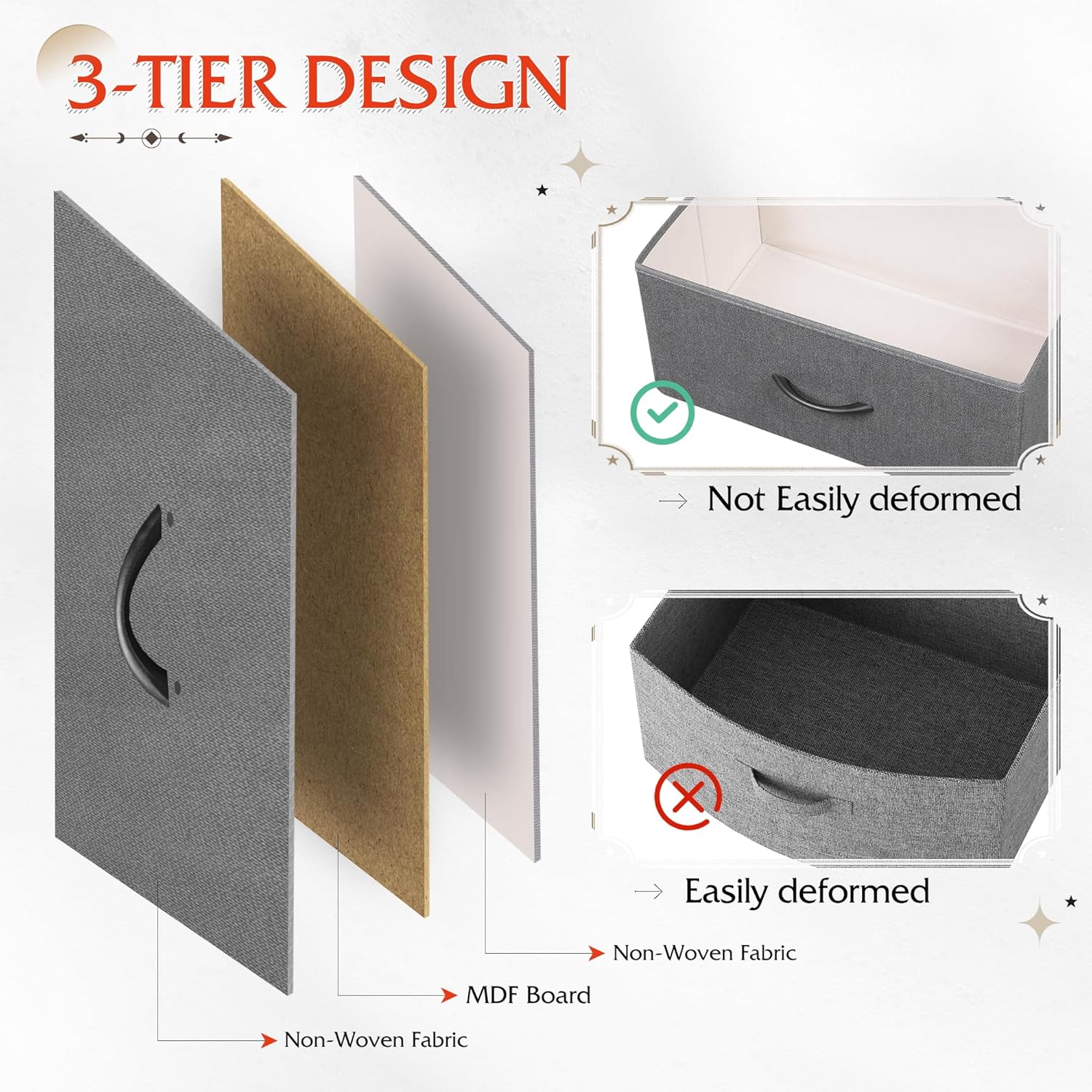 ACCVER Dresser for Bedroom 12 Storage drawer, Fabric Closet Chests Organizer Tower with Wooden Top Metal Frame for Living Room Hallway Entryway