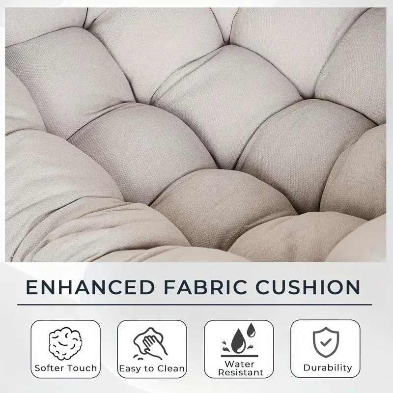 Outdoor Rocking Chair E-Coated Rocking Chair with Cushion Outdoor Rocker Recliner Chair for Patio Porch Garden Backyard, Beige