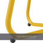 ACCVER Outdoor Side Table, 18-inch Small Round Side Snack Table with Adjustable Feet, Anti-Rust Metal End Accent Table for Patio Porch Balcony, Yellow