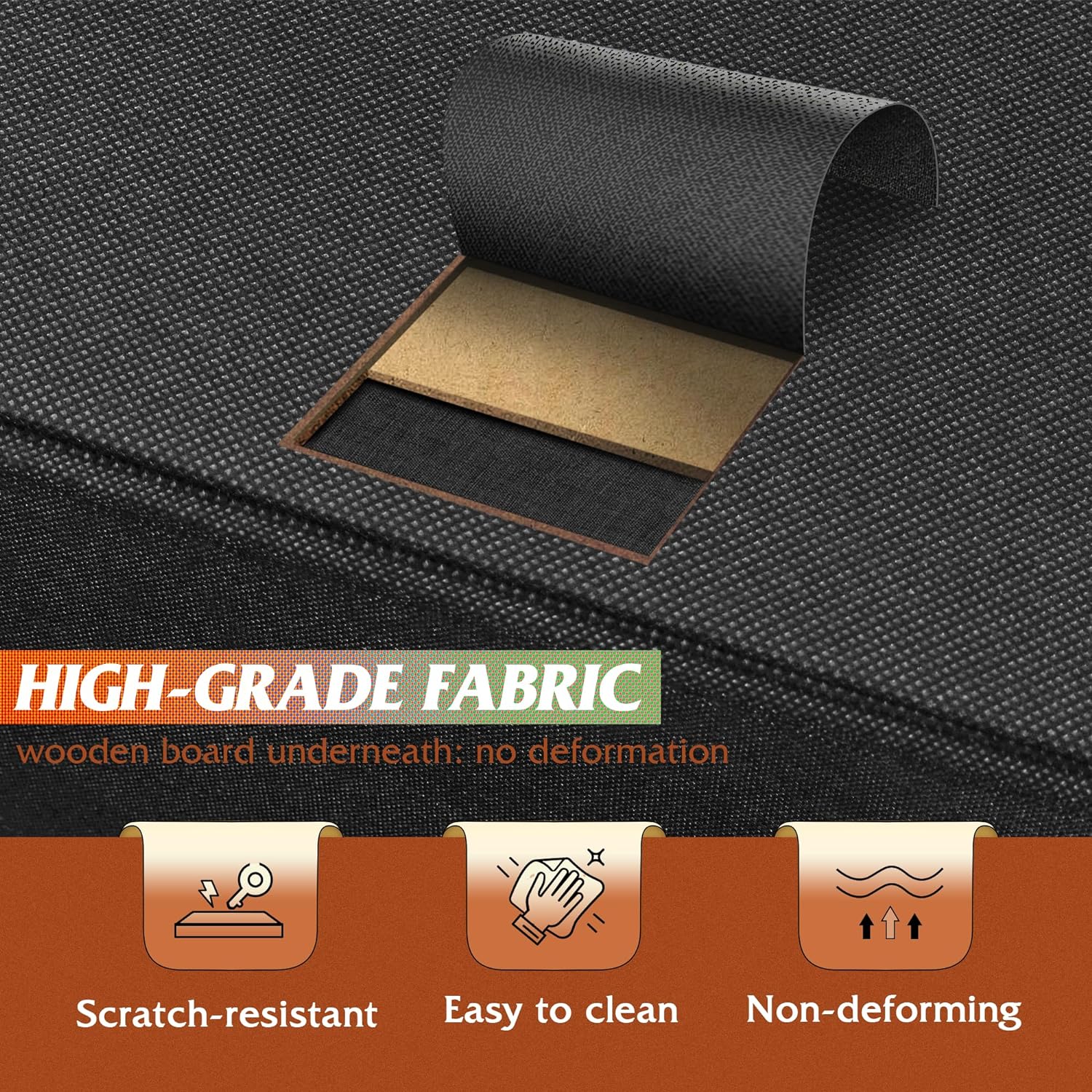 ACCVER 5-Drawer Fabric Dresser for Bedroom, Wood Top TV Stand, Closet and Chest, Clothes Storage Organizer, for Living Room, Apartment, Black